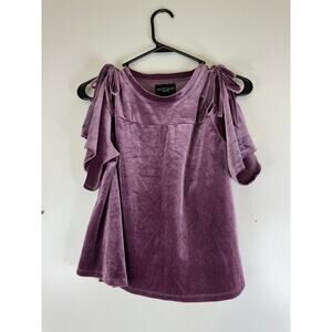 Walter Baker Purple Velvet Cold Shoulder Tie Top Size Small NWT